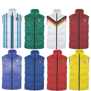 Gilet d'hiver en coton pour homme, vert et jaune, coupe-vent, sans manches, fermeture éclair, vêtements d'extérieur décontractés, service OEM - Product Image 2