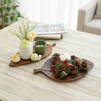 Houten bladvormige dienbladen met aangepast logo, houten serveerblad voor professioneel restaurant servies en sushi presentatie
