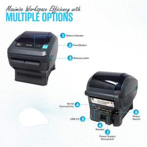 Imprimante d'étiquettes à code-barres thermique directe multifonction haute résolution ZEBRA ZP450 - Garantie 1 an - Avec câble de données USB 2.0 3 broches - Product Image 4