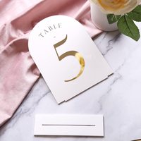 Arche blanche Numéros de table de mariage Supports 1-20 Feuille d'or Imprimé 5x7 Porte-panneaux acryliques double face Centre de réception