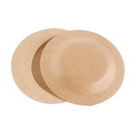 Assiettes rondes jetables en bambou 100% naturel, écologiques, portables, avec logo personnalisé, biodégradables, pour restaurant