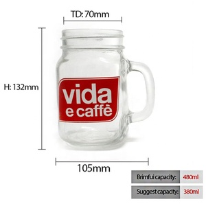 Modern Style Fruit Juice Cup Glass <b>Set</b> Wine Beer Glassware Colorful Mason Jars with Metal Lid Handle Wholesale Empty Glass Jar - Product Image 2