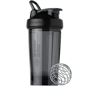 Botella de agua para entrenamiento físico de plástico sin BPA con logotipo personalizado botella agitadora de proteínas para gimnasio con bola mezcladora