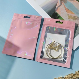 Bán buôn tùy chỉnh tái sử dụng không thấm nước Holographic dây kéo túi nhựa trang sức đóng gói Pouch cho dây chuyền bao bì - Product Image 2