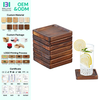 Décor de table basse BH, sous-verres modernes en bois, ensemble de sous-verres en bambou pour boissons, sous-verres pour boissons