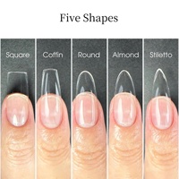 Vente en Gros de Faux Ongles en Gel Souple, Amande Naturelle, Taille Moyenne (14 Tailles), Couverture Complète, pour Résine Acrylique, 280 Pièces/Boîte