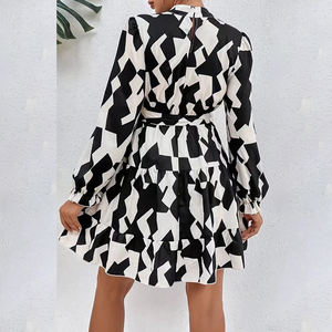 Vestido Largo Casual con Cuello en V y Cordones para Mujer, Estilo Europeo Americano, Talla XL, Nuevo para Primavera, Verano y Otoño 2025 - Product Image 2