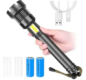 Upgraded Xhp90 90000 Lumens, Zoomable 3 Modes Lighting outdoor Torch 26650 Battery & USB Rechargeable LED lights Flashlight able