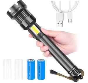 <span class=keywords><strong>Lampe</strong></span> torche extérieure en alliage d'aluminium améliorée Xhp90 <span class=keywords><strong>90000</strong></span> <span class=keywords><strong>Lumens</strong></span>, zoomable, 3 modes, indice <span class=keywords><strong>de</strong></span> protection IP55, batterie 26650, rechargeable par USB - Product Image 1