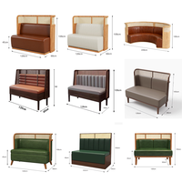 Meubles de restaurant de luxe sur mesure, canapé en rotin courbé, banquette en bois, banquette en cuir et tissu pour café, hôtel