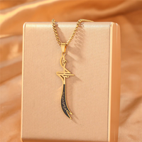 Collier Épée Zulfiqar en Acier Inoxydable, Pendentif Scimitar Imam Ali, Calligraphie Arabe Islamique, Bijoux Religieux Musulmans