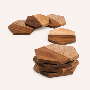 Posavasos de Madera de Acacia Pulida Hechos a Mano, Modernos, con Logotipo Personalizado, para Decoración de Mesa en Hogar, Cafetería o Restaurante, Venta al Por Mayor - Product Image 3