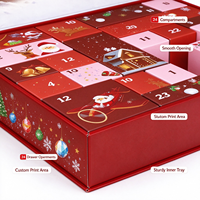 Boîte de calendrier de l'avent magnétique de luxe, boîte en papier rigide personnalisée à plusieurs compartiments pour cadeaux de Noël, OEM ODM