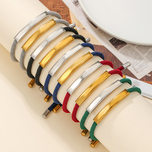 Stainless Steel Woven <b>Bracelet</b> Unisex Jewelry Gift For Holiday Fashion <b>String</b> <b>Bracelet</b> Geometric Design Multiple Colors - Product Image 1