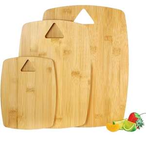 Juego de tablas de cortar de bambú, 3 piezas, rectangulares, color madera natural, para cortar frutas, verduras y queso. - Product Image 1
