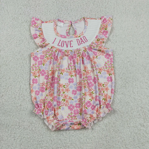 Nueva Llegada Ropa Infantil al por Mayor, Romper para Bebés Niñas con Estampado Floral y la Frase I LOVE DAD - Product Image 1