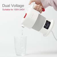 Bouilloire pliable 110V 240V, bouilloire électrique pliable numérique portable de voyage en silicone 600ml, double tension