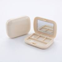 Boîtier compact cosmétique carré arrondi avec miroir et plateau divisé en ABS pour fards à paupières et poudres en vrac, personnalisable