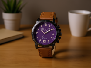 Hyf A209 Orologio Cronografo da Uomo con Cinturino in Pelle, Cassa in Acciaio Inossidabile, Quadrante Rotondo, Colori Misti, Orologio Smart alla Moda - Product Image 2