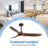 Ventilateur de plafond contemporain de 48 pouces en ABS avec télécommande intelligente, technologie à inverter et éclairage LED pour l'installation dans le salon