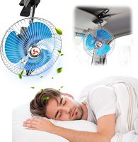 Ventilateur de refroidissement oscillant robuste pour cabine de camion avec grille métallique – Portable, à clipser sur pare-soleil ou rétroviseur pour voitures