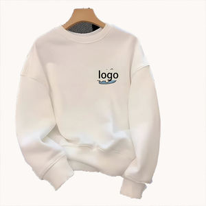 Sweat-shirt à col rond en coton lourd pour homme, coupe ample, pull doublé en polaire, chaleur d'automne, tendance, jeunesse, sans capuche, personnalisable - Product Image 6