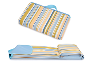 Wholesale <b>Blue</b> and Yellow Stripes Large Portable Thin Waterproof Beach <b>Blanket</b> Foldable Outdoor Mat - Product Image 6