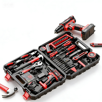 Perceuse électrique sans fil avec réglage de la vitesse du couple 25+1, kit d'outils de bricolage domestique, coffret de rangement en plastique inclus, batterie lithium-ion, garantie 1 an