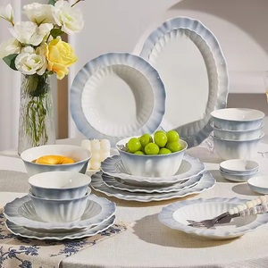 Bộ bát đĩa gốm sứ tròn kiểu Pháp, men màu mới, dùng trong gia đình, bao gồm bát và đĩa - Product Image 3