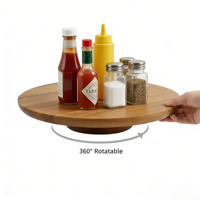 Großhandel 14 Zoll Große Akazienholz Lazy Susan Drehplatte Holzorganizer für Gewürze, Salz und Lebensmittel