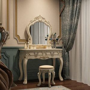 Tocador <span class=keywords><strong>de</strong></span> Estilo Europeo <span class=keywords><strong>con</strong></span> Panel <span class=keywords><strong>de</strong></span> Madera Iluminado <span class=keywords><strong>con</strong></span> LED, Tocador <span class=keywords><strong>de</strong></span> Maquillaje Retro <span class=keywords><strong>de</strong></span> Lujo Blanco <span class=keywords><strong>con</strong></span> <span class=keywords><strong>Espejo</strong></span> - Product Image 3