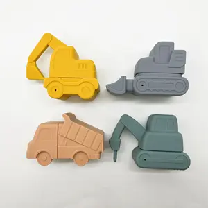 4pcs giocattoli per vasca da bagno giocattoli da bagno in Silicone per uso alimentare durevoli giocattoli per il bagno d'acqua per veicoli per bambini Set da gioco per il bagno senza muffa