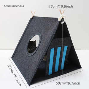 Prix de gros Nid pour chat petit triangle Tente de <span class=keywords><strong>lit</strong></span> confortable en feutre pour animaux de compagnie amovible pour dormir Boîte emballée - Product Image 3
