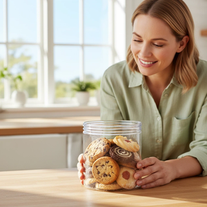 Kemasan Kue Plastik PET Transparan Laris Manis, Stoples Penyimpanan Makanan Silinder Multi-Diameter dengan Tutup Ulir - Product Image 4