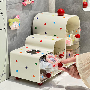 Desktop <b>Storage</b> Box Cosmetic Organizer Plastic Multifunction Makeup Drawer With Wheels For <b>Dressing</b> <b>Table</b> Jewelry Lipstick - Product Image 4
