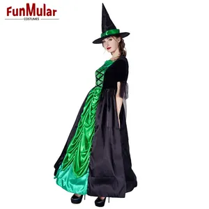 Funmular Storybook Phù Thủy Trang Phục Cho Phụ Nữ Ma Thuật Phù Thủy Màu Xanh Lá Cây Ăn Mặc Cho Halloween Trang Phục