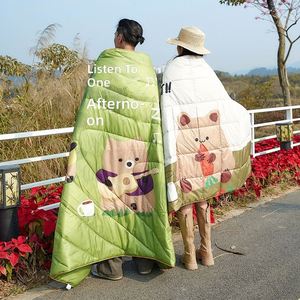 Custom Winter Outdoor Camping Quilt Polyester Feather-Soft Velvet Windproof Warm Wearable <b>Shawl</b>-Style <b>Blanket</b> Travel - Product Image 2
