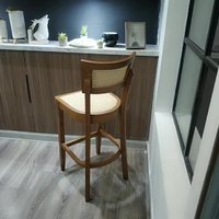 Tabouret de bar en bois massif de style minimaliste nordique avec dossier pour café, salon de thé, usage domestique et commercial
