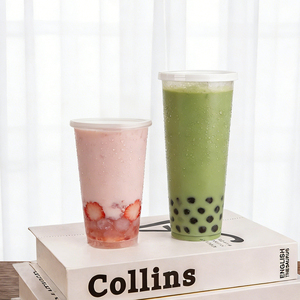 แก้วนมปั่นสมูทตี้ทรงสูงแบบฉีดขึ้นรูปจากโรงงาน LOKYO แก้วน้ำใส แก้วกา<span class=keywords><strong>แฟ</strong></span>พลาสติกพร้อมฝาปิด - Product Image 2