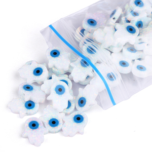 En Stock 11x13mm sintético OP17 blanco Hamsa azul <span class=keywords><strong>mal</strong></span> <span class=keywords><strong>de</strong></span> <span class=keywords><strong>ojo</strong></span> ópalo piedra <span class=keywords><strong>para</strong></span> la fabricación <span class=keywords><strong>de</strong></span> joyas - Product Image 6
