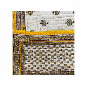 Handblock Pure Cotton Hand Block Printed Cotton Kantha <b>Quilt</b> Cover Floral Wholesale Handmade Patchwork Summer Blanket <b>Bedspread</b> - Product Image 1