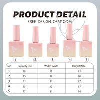 Bouteille de vernis à ongles vide rose dégradé 12ml 15ml bouteille en verre carrée pour vernis gel OEM/ODM bouteille de vernis à gel personnalisée avec brosse