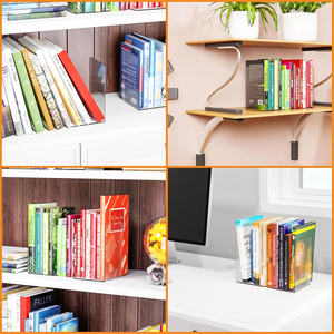 Tapón de acrílico transparente para <span class=keywords><strong>libros</strong></span> para estantes decorativos, sujetalibros invisibles con alfombrillas antideslizantes para <span class=keywords><strong>libros</strong></span> pesados - Product Image 6