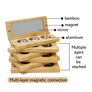Emballage compact de maquillage en bambou écologique personnalisé, palette de fards à paupières en bambou naturel pur avec miroir intégré, vente en gros - Product Image 6