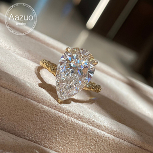 Aazuo – grande bague de fiançailles de luxe en or jaune massif 18 carats avec diamants cultivés en laboratoire de 5,0 ct, cadeau pour femme, idéal pour les mariages et les fêtes, un cadeau de luxe - Product Image 1