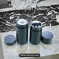 Tube de déodorant et de parfum en plastique noir mat, cylindrique, vide, 30g 50g 75g, avec capuchon à vis pour stick de lotion et écran, emballage à poussoir