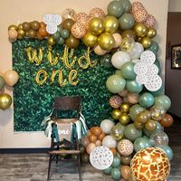 Kit de 118 ballons en latex vert sauge sur le thème de la jungle, guirlande d'animaux, arche, décorations de fête d'anniversaire pour garçons