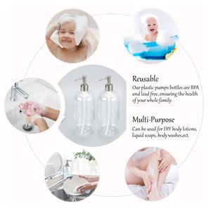 Paquete de 2 botellas de plástico dispensadoras recargables de 32oz con bombas de acero <span class=keywords><strong>para</strong></span> champú, acondicionador, gel de baño, <span class=keywords><strong>jabón</strong></span> <span class=keywords><strong>líquido</strong></span> <span class=keywords><strong>para</strong></span> <span class=keywords><strong>manos</strong></span>, loción - Product Image 4