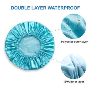 Bonnets de Douche Spa de Luxe Réutilisables Double Couche Imperméables Écologiques avec Logo Personnalisé et Bande Élastique pour Adultes – Nettoyage PE Personnalisé - Product Image 4