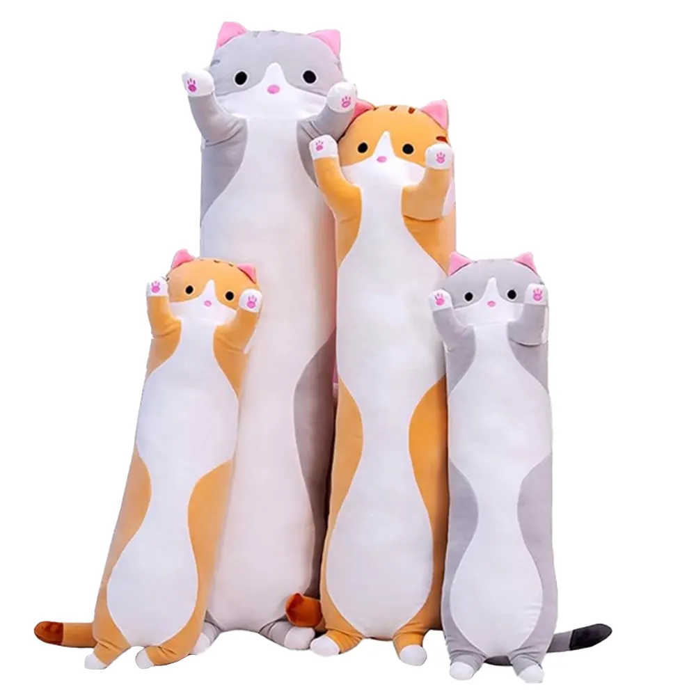 Almofada de pelúcia para gatinhos, travesseiro de pelúcia macio para gatinhos, travesseiro de pelúcia para cartoon, travesseiro de pernas longas para gatinhos